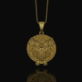 Elegant Silver Owl Necklace, Symbol of Wisdom & Night, Unique Bird Design, Timeless Fashion Accessory Gold Finish