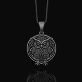 Elegant Silver Owl Necklace, Symbol of Wisdom & Night, Unique Bird Design, Timeless Fashion Accessory Oxidized Finish