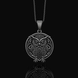 Elegant Silver Owl Necklace, Symbol of Wisdom & Night, Unique Bird Design, Timeless Fashion Accessory Oxidized Finish