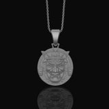 Silver Samurai Head Pendant, Symbol of Honor & Warrior Spirit, Unique Japanese Heritage Jewelry Polished Matte