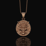Silver Samurai Head Pendant, Symbol of Honor & Warrior Spirit, Unique Japanese Heritage Jewelry Rose Gold Finish