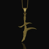 Black Knife Charm Necklace, Elden Ring Inspired, Gift for boyfriend, Geek Gift, Videogame Lover, Elden Ring Pendant Gold Matte