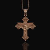 St. Michael Protection Silver Cross, 'Quis ut Deus' Engraved, Archangel Michael Amulet, Symbol of Divine Guard Rose Gold Finish