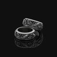 Load image into Gallery viewer, Rotating Koi Fish Band Ring Oxidized Finish
