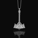 Silver Mjölnir Necklace, Thor's Hammer, Viking Jewelry, Norse Mythology, Thunder God, Viking Pendant, Christmas Gift Polished Finish