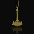 Load image into Gallery viewer, Silver Mjölnir Necklace, Thor's Hammer, Viking Jewelry, Norse Mythology, Thunder God, Viking Pendant, Christmas Gift Gold Matte
