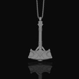 Silver Mjölnir Necklace, Thor's Hammer, Viking Jewelry, Norse Mythology, Thunder God, Viking Pendant, Christmas Gift Polished Matte