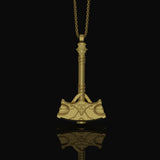 Silver Mjölnir Necklace, Thor's Hammer, Viking Jewelry, Norse Mythology, Thunder God, Viking Pendant, Christmas Gift Gold Finish