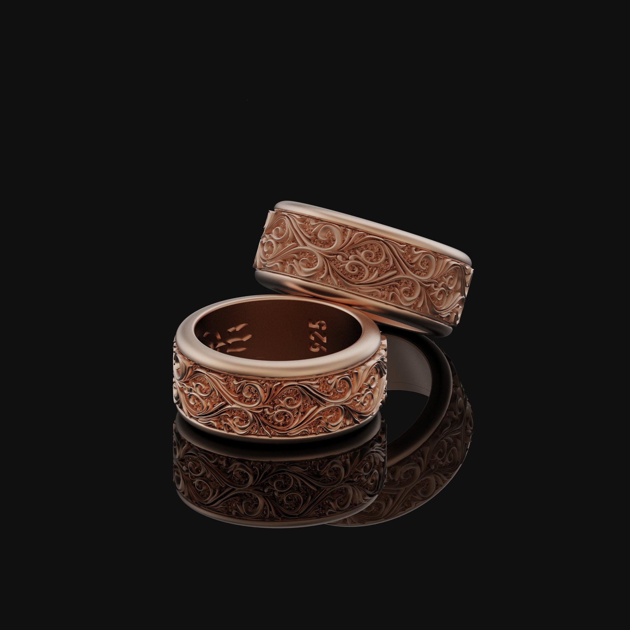 Rotating Floral Wedding Band Ring, Engravable Inside, Elegant Blossom Design, Unique Bridal Jewelry