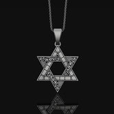 Star of David Pendant, Symbol of Jewish Faith, Elegant Hexagram Necklace, Emblem of Heritage & Unity Oxidized Finish