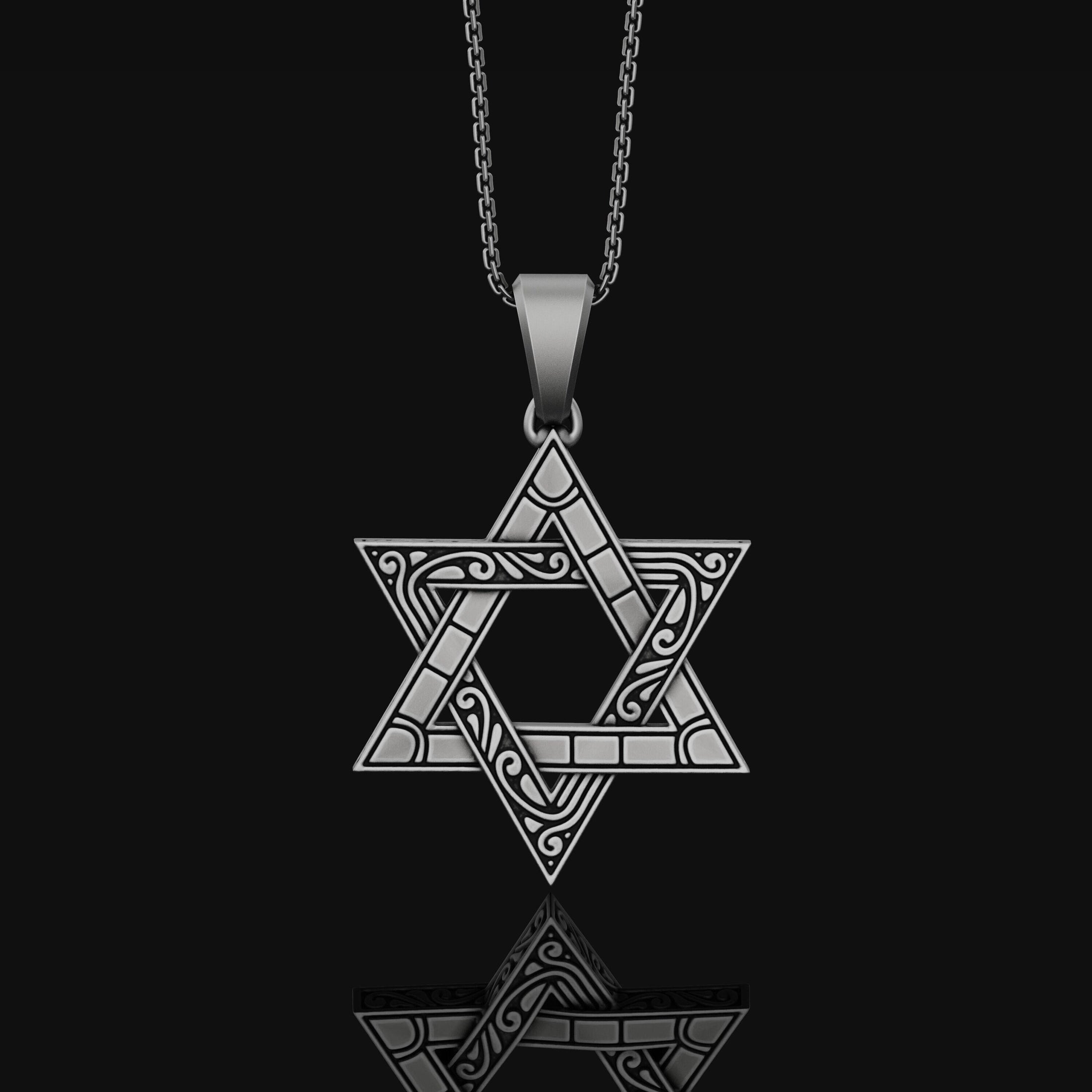 Star of David Pendant, Symbol of Jewish Faith, Elegant Hexagram Necklace, Emblem of Heritage & Unity Oxidized Finish