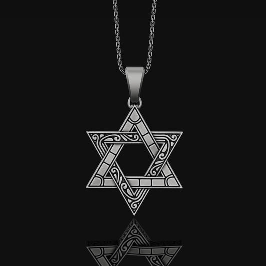 Star of David Pendant, Symbol of Jewish Faith, Elegant Hexagram Necklace, Emblem of Heritage & Unity Oxidized Finish