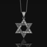 Star of David Pendant, Symbol of Jewish Faith, Elegant Hexagram Necklace, Emblem of Heritage & Unity Oxidized Finish