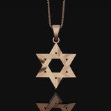 Silver Star of David Charm, Timeless Jewish Symbol, Delicate Hexagram Pendant, Reflection of Tradition Rose Gold Finish