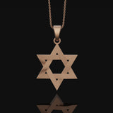 Silver Star of David Charm, Timeless Jewish Symbol, Delicate Hexagram Pendant, Reflection of Tradition Rose Gold Matte