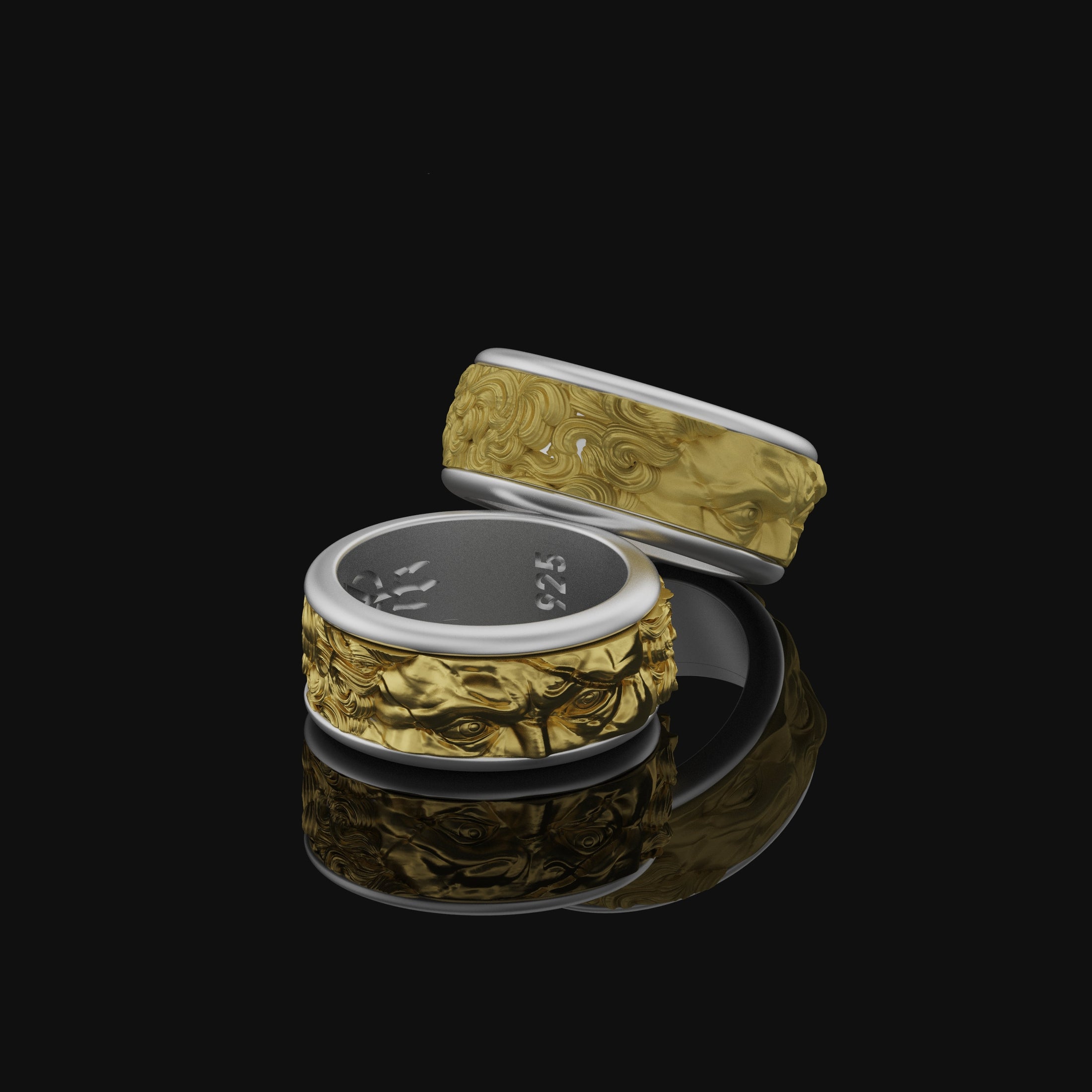 Spinning Michelangelo's Moses Wedding Band, Renaissance Inspired, Engravable Inside, Symbol of Artistic Mastery