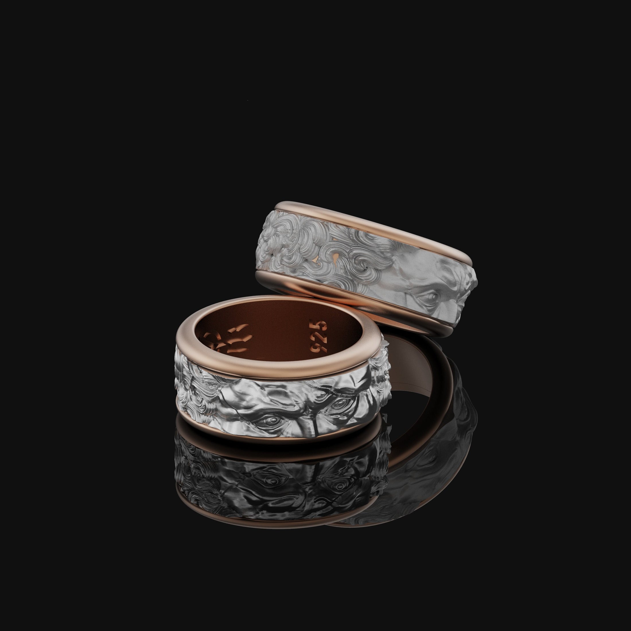 Spinning Michelangelo's Moses Wedding Band, Renaissance Inspired, Engravable Inside, Symbol of Artistic Mastery