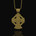 Bild in Galerie-Betrachter laden, Two-Sided Cross Necklace: Saint Michael Front, Jesus Crucifix Back, Dual Faith Symbol, Christian Jewelry Gold Matte
