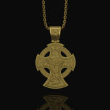 Two-Sided Cross Necklace: Saint Michael Front, Jesus Crucifix Back, Dual Faith Symbol, Christian Jewelry Gold Matte