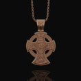Bild in Galerie-Betrachter laden, Two-Sided Cross Necklace: Saint Michael Front, Jesus Crucifix Back, Dual Faith Symbol, Christian Jewelry Rose Gold Matte
