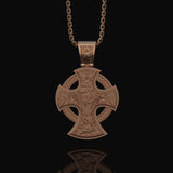 Two-Sided Cross Necklace: Saint Michael Front, Jesus Crucifix Back, Dual Faith Symbol, Christian Jewelry Rose Gold Matte