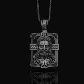 Two-Sided Cross Necklace: Saint Michael Front, Jesus Crucifix Back, Dual Faith Symbol, Christian Jewelry Oxidized Finish