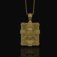 Bild in Galerie-Betrachter laden, Two-Sided Cross Necklace: Saint Michael Front, Jesus Crucifix Back, Dual Faith Symbol, Christian Jewelry Gold Matte
