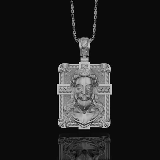 Two-Sided Cross Necklace: Saint Michael Front, Jesus Crucifix Back, Dual Faith Symbol, Christian Jewelry Polished Finish