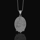 Silver Peacock Pendant Necklace, Bird of Juno Symbol, Elegant Peafowl Design, Unique Ornate Jewelry Polished Matte