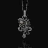 Silver Medusa Skull Pendant, Snake Necklace Design, Memento Mori Reminder, Symbol of Power & Mystery Oxidized Finish