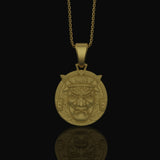 Silver Samurai Head Pendant, Symbol of Honor & Warrior Spirit, Unique Japanese Heritage Jewelry Gold Matte