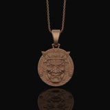 Silver Samurai Head Pendant, Symbol of Honor & Warrior Spirit, Unique Japanese Heritage Jewelry Rose Gold Matte