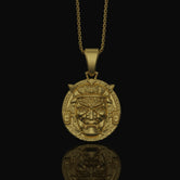 Silver Samurai Head Pendant, Symbol of Honor & Warrior Spirit, Unique Japanese Heritage Jewelry Gold Finish