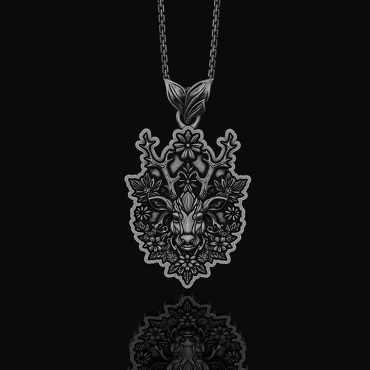 Elegant Silver Deer Necklace, Nature-Inspired Pendant, Perfect Gift for Deer Lovers, Symbol of Grace & Wilderness Oxidized Finish