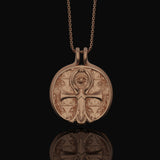 Silver Ankh Necklace with Eye of Providence, Ankh Medallion Design, Symbol of Life & Divine Protection Rose Gold Finish