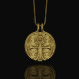 Silver Ankh Necklace with Eye of Providence, Ankh Medallion Design, Symbol of Life & Divine Protection Gold Finish