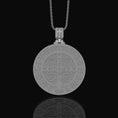 Load image into Gallery viewer, St. Benedict Medallion Necklace, Symbol of Protection & Faith, Sacred Christian Devotional Jewelry, Religious Pendant Polished Matte
