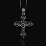 St. Michael Protection Silver Cross, 'Quis ut Deus' Engraved, Archangel Michael Amulet, Symbol of Divine Guard Oxidized Finish