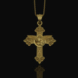 St. Michael Protection Silver Cross, 'Quis ut Deus' Engraved, Archangel Michael Amulet, Symbol of Divine Guard Gold Finish