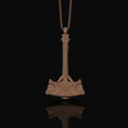 Load image into Gallery viewer, Silver Mjölnir Necklace, Thor's Hammer, Viking Jewelry, Norse Mythology, Thunder God, Viking Pendant, Christmas Gift Rose Gold Matte
