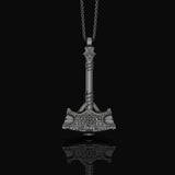 Silver Mjölnir Necklace, Thor's Hammer, Viking Jewelry, Norse Mythology, Thunder God, Viking Pendant, Christmas Gift Oxidized Finish