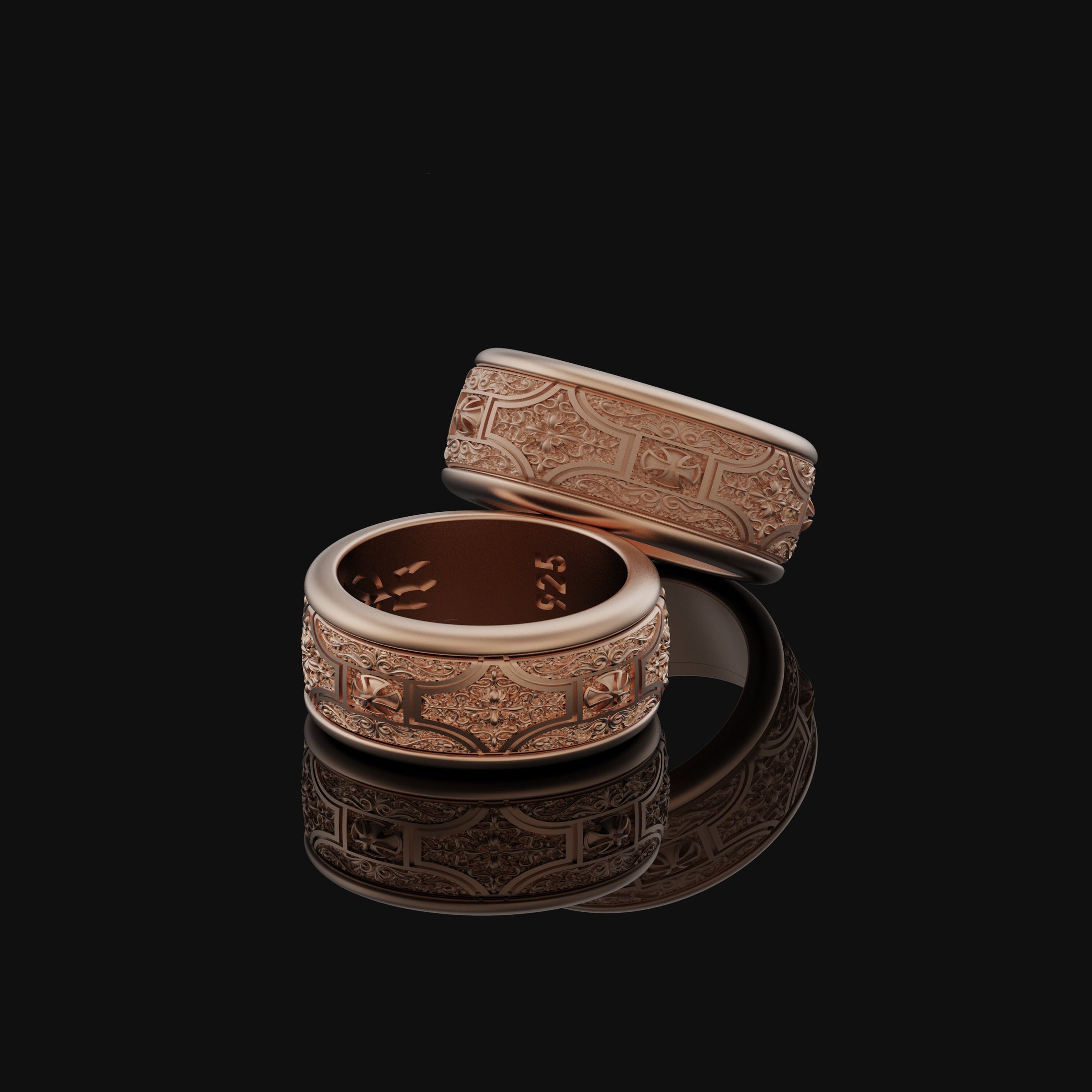 Rotating Ornamental Band - Engravable Rose Finish