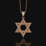 Star of David Pendant, Symbol of Jewish Faith, Elegant Hexagram Necklace, Emblem of Heritage & Unity Rose Gold Matte