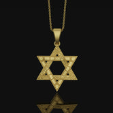 Star of David Pendant, Symbol of Jewish Faith, Elegant Hexagram Necklace, Emblem of Heritage & Unity Gold Finish