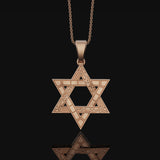 Star of David Pendant, Symbol of Jewish Faith, Elegant Hexagram Necklace, Emblem of Heritage & Unity Rose Gold Finish