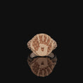 Load image into Gallery viewer, Silver Skyrim Dark Brotherhood Ring, Thieves Guild Emblem, 'We Know' Inscription, Elder Scrolls Inspired Skulls Band Rose Gold Finish
