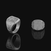 Saint Michael Defeating Satan Silver Ring, Cross Pattern Band, Men's Religious Jewelry, Christian Gift of Protection