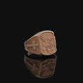 Bild in Galerie-Betrachter laden, Archangel Michael Conquers Evil Silver Ring, Men's Cross Motif Band, Spiritual Christian Jewelry, Gift of Divine Protection Rose Gold - Matte
