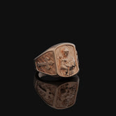 Saint Anthony Silver Ring, Patron of Lost Things, Men's Cross Pattern Band, Religious Christian Jewelry, Spiritual Gift Rose Gold Finish
