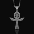 Load image into Gallery viewer, Silver Isis Necklace, Egyptian Goddess Charm, Hieroglyphic Ankh Pendant, Symbol of Life & Magic, Ancient Egypt Jewelry Polished Matte

